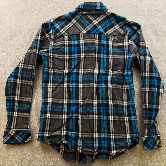 Billabong Mens Shirt Medium Long Sleeve Plaid Flannel Button Up Black Classic - Picture 13 of 13